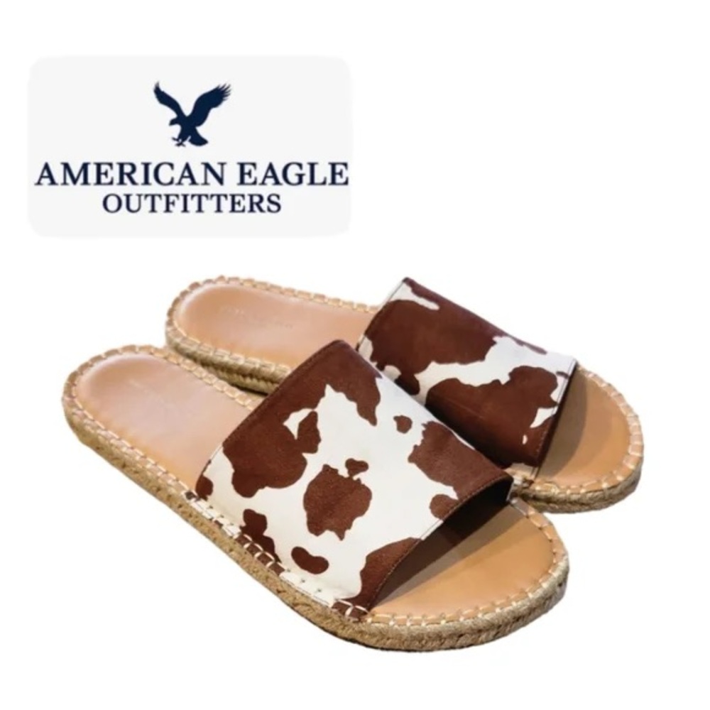 American Eagle Outfitters Cow Print Slide Sandals